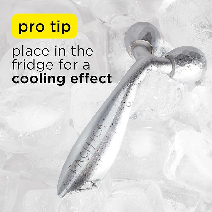 Pacifica Future Youth Stainless Steel Face Roller – Cooling Dual Gua Sha Facial Massager for Sculpting, Contouring & De-Puffing – Anti-Aging Skin Care Tool for Wrinkles & Fine Lines Lymphatic Drainage