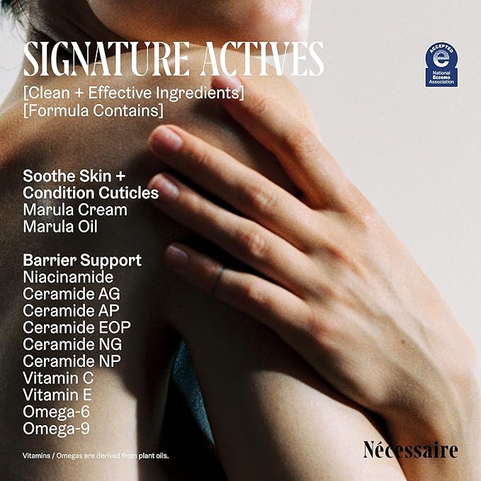 Nécessaire - The Hand Cream for Women & Men with 5 Ceramides & Peptides, Fragrance-Free Hand Lotion, Fast-Absorbing, Non-Greasy. - 2.2 fl oz.