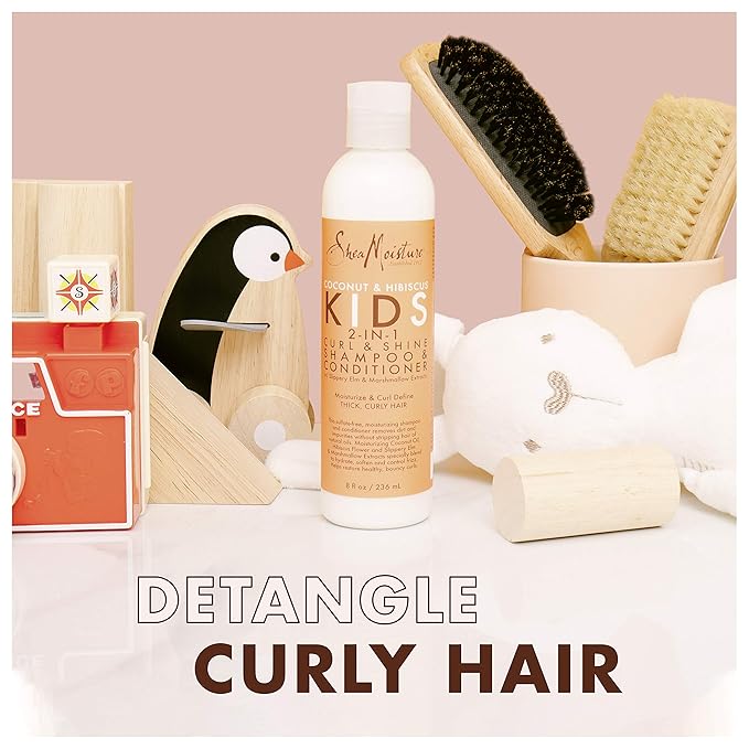 SheaMoisture Detangler Conditioner, 8 oz, Pack of 2 | Kids | Curly Hair | Coconut and Hibiscus | Extra Moisturizing