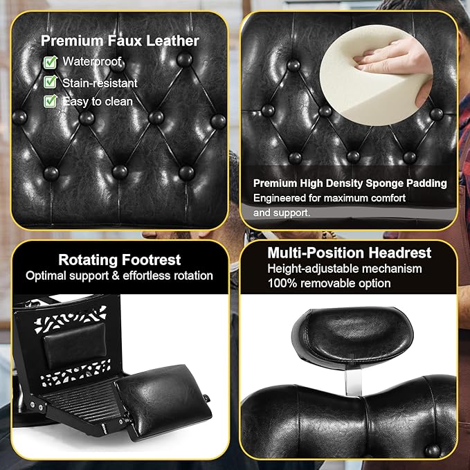 Vintage Barber Chairs Heavy Duty Hydraulic Recline Barber Chair Vintage Salon Chair Tattoo Chair Barber Chair Salon Equipment