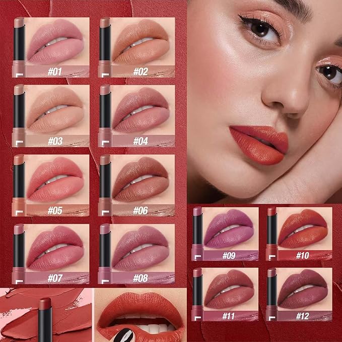 Matte Lipstick for Women Girls teen Lip Makeup Lipsticks Lip Liner Pencil Waterproof Long Lasting Hypoallergenic Highly Pigmented Quick Makeup Lightweight Portable Lip stick 11#