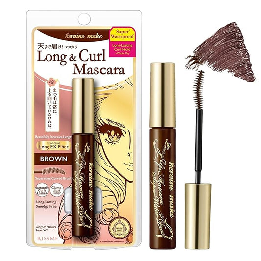 HEROINE MAKE by KISSME Brown Mascara Waterproof, Waterproof Mascara Volume and Length by Tubing Fiber for Long & Curl Eye Makeup for Women, Natural Lash Look for Sensitive Skin from Japan 1 EA