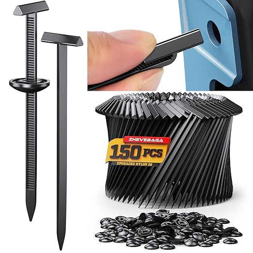 150PCS Upgrade 3D Easy to Fold T Head Nylon Universal Cable Tie Buckle,Grip Auto Zip Tie Buckles, Automotive Zipper Clips Self-Locking UV-Resistant Fasteners for Car Fender Trunk Bumper Repair