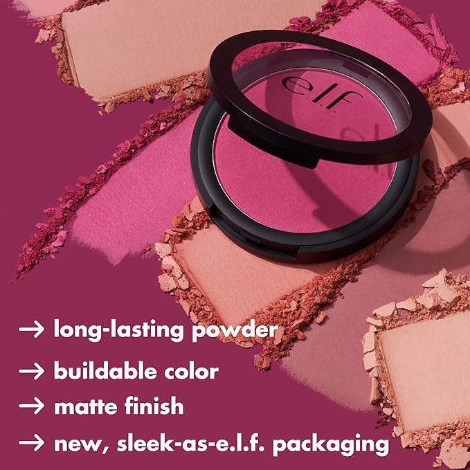 e.l.f Primer-Infused Blush, Long-Wear, Matte, Bold, Lightweight, Blends Easily, Contours Cheeks, Always Rosy, All-Day Wear, Vegan & Cruelty-Free