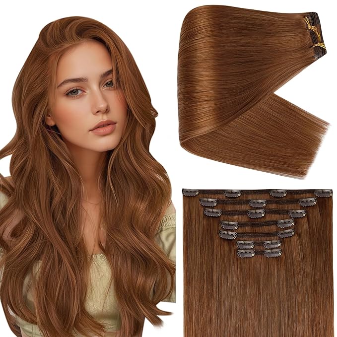 Full Shine Strawberry Blonde Hair Extensions Clip ins 16 Inch Strawberry Blonde Clip in Hair Extensions To Add Volume for Pool 135 G 7 Pcs