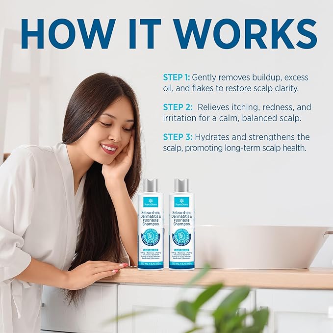 Roycederm Psoriasis Shampoo, Seborrheic Dermatitis Shampoo, Folliculitis, Dandruff, Scalp Psoriasis & Seborrheic Dermatitis Treatment, Dry Itchy Scalp Treatment - 2 Pack