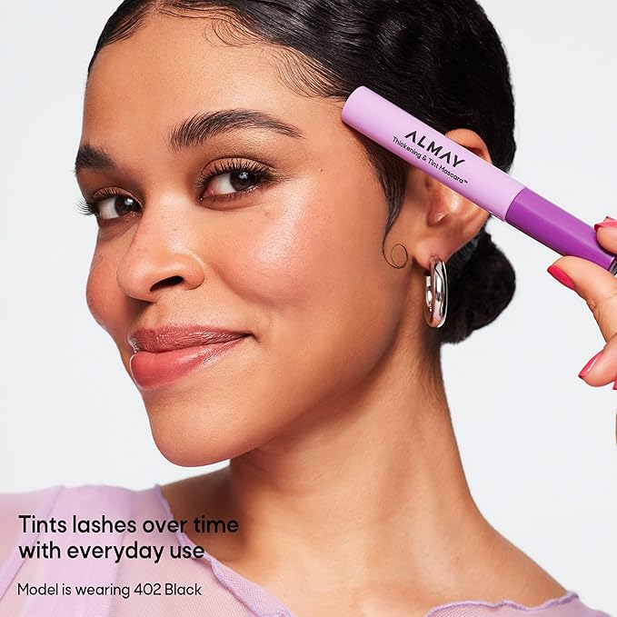 Almay Thickening & Tint Mascara, Instant Soft Full Volume, Conditions & Darkens Natural Lashes Over Time, No Flaking or Clumping, 403 Black Brown, 0.28 fl oz