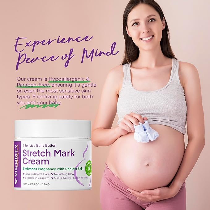 Stretch Mark Cream for Pregnancy: Stretch Mark Treatment - Belly Butter For Pregnant Women - Massage Lotion To Prevent And Repair Maternity Stretch Marks Scar - 4 Oz