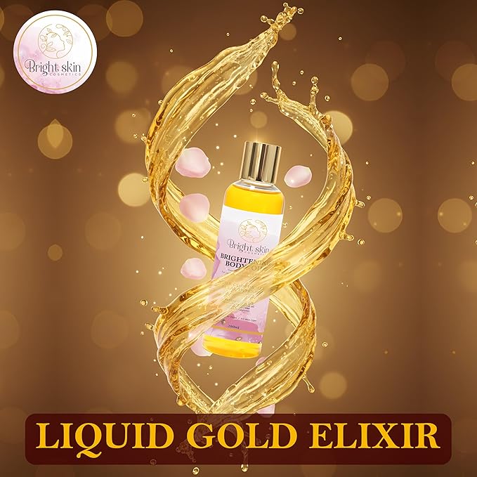 Best Brightening Body Oil (6.5 oz) - Glutathione, Arbutin, Rosehip Oil, Rose Extract for Uneven Skin Tone, Dark Spots, Scars, Anti-aging, Anti-wrinkle, Sunscreen, Scar Healing