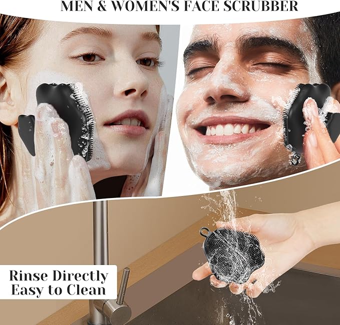 VWMYQ Silicone Face Scrubber - Exfoliating Face Scrubber for Women and Man, Gentle Facial Cleansing Brush Blackhead Acne Pore Pad Cradle Cap, Manual Soft Face Wash Brush for Deep Skin Care