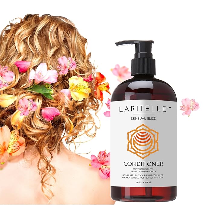 Laritelle Organic Conditioner Sensual Bliss – 16 oz – Deep Hydration & Anti‑Thinning, Organic Argan • Babassu • Apricot Kernel Oils & Keratin Protein – Color‑Safe, Cruelty‑Free