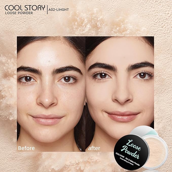 Loose Setting Powder, Bake Makeup Powder Full Coverage Matte Finish (Light, 6g/O.21oz)