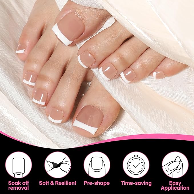 UNA GELLA Square Gel Toe Tips - 504pcs, 15 Sizes, Full Cover, Press Ons, Soak Off, DIY Nail Salon