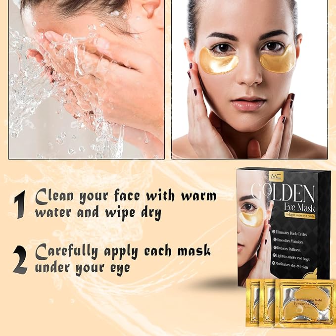 MC UNDER EYE PATCH(20PCS),MC GOLDEN EYE MASK,UNDER EYE CARE,FACIAL CARE,UNDER EYE COLLAGEN PATCH,COLLAGEN GEL PADS FOR MEN AND WOMEN., 1 Count (Pack of 20)