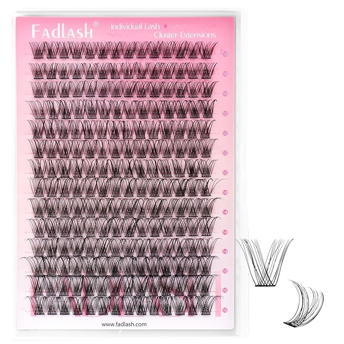 FADLASH Lash Clusters Wispy Eyelash Clusters Natural Individual Lashes 10-16 mm and Waterproof Cluster Eyelash Extensions with Soft Thin Band (DV07, 10-16mm)