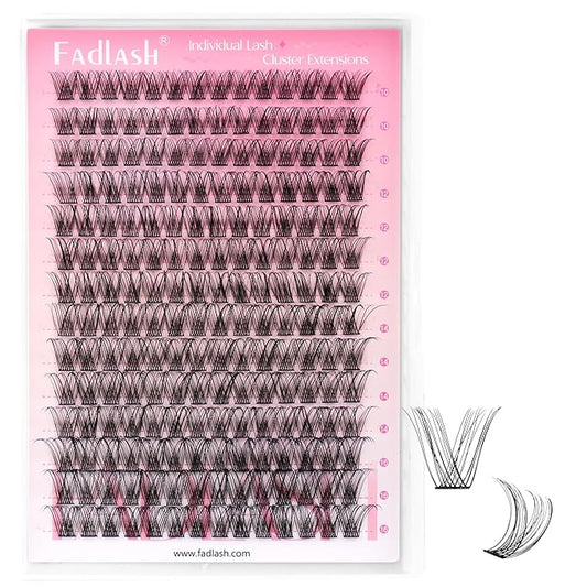FADLASH Lash Clusters Wispy Eyelash Clusters Natural Individual Lashes 10-16 mm and Waterproof Cluster Eyelash Extensions with Soft Thin Band (DV07, 10-16mm)