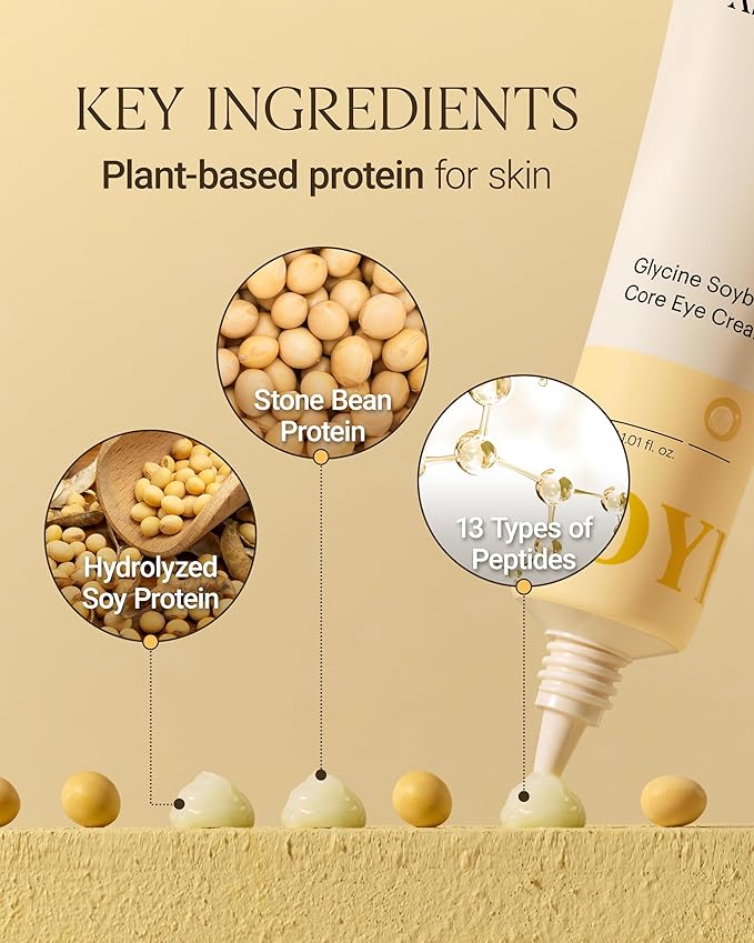 About Me Glycine Soybean Core Eye Cream – Korean Multi-Zone Eye Treatment for All Skin Types – Daily Firming Care with Concentrated Soy Protein & 13 Peptides – Korean Skin Care – 0.51oz, 15ml