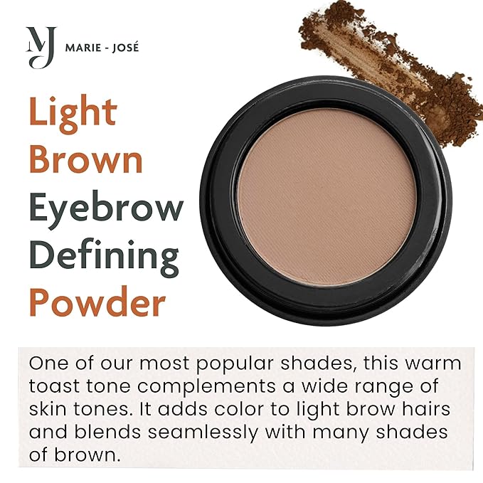 Light Brown/Taupe Eyebrow Powder – Long-Lasting, Waterproof, Smudge-Proof Brow Powder for Natural, Defined Brows – Vegan & Cruelty-Free Eyebrow Makeup by Marie-José