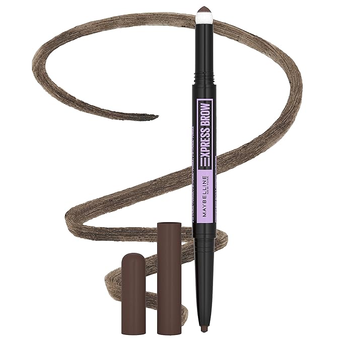 Maybelline Express Brow 2-In-1 Pencil and Powder Eyebrow Makeup, Deep Brown, 1 Count