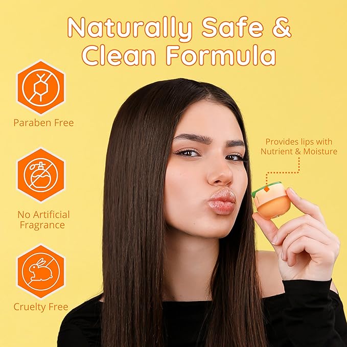 Original My Bee Balm Lip Balm - Peach Hydrating Balm Honey Pot for Dry, Chapped & Cracked Lips with Propolis, Honey & Vitamin E - Soften, Smooth & Reduce Lip Lines (Pack of 2)