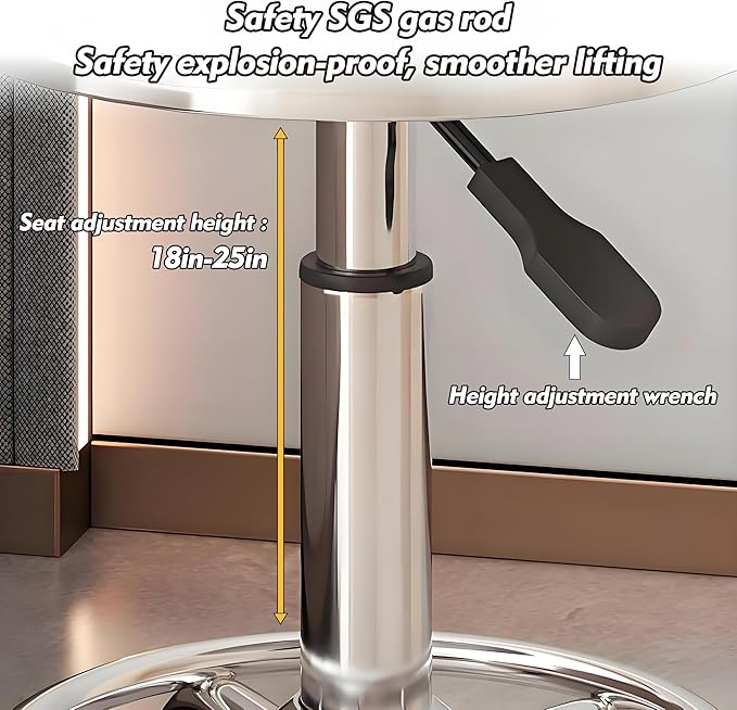 Rayyl Rolling Stool with Wheels Classic PU Leather - 400lb Capacity with Quiet Wheels, 360° Swive Adjustable Height, Ultra-Comfort Seat, for Salon Tattoo Work Home SPA Shop Use (Black)