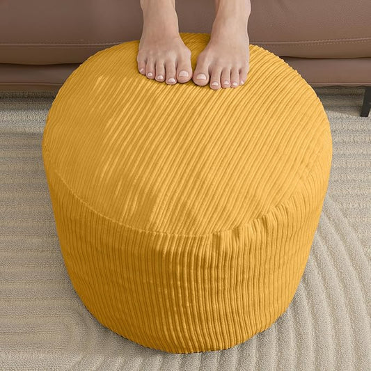 Pouf Ottoman Foot Stools Ottoman with Foam Small Corduroy Ottomans for Living Room Ottomans Pouf 20x15 Floor Poufs Foot Rest for Office Chair Yellow Foot Stool Small