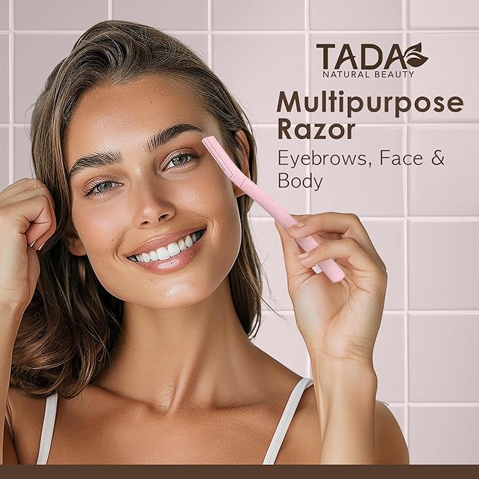 Biodegradable Wheat Straw Disposable Razors for Women – 12 Pack, Single-Color, Safety Cap – Facial & Eyebrow Razors for Unwanted Hair, Beauty Tools & Accessories(Brown)