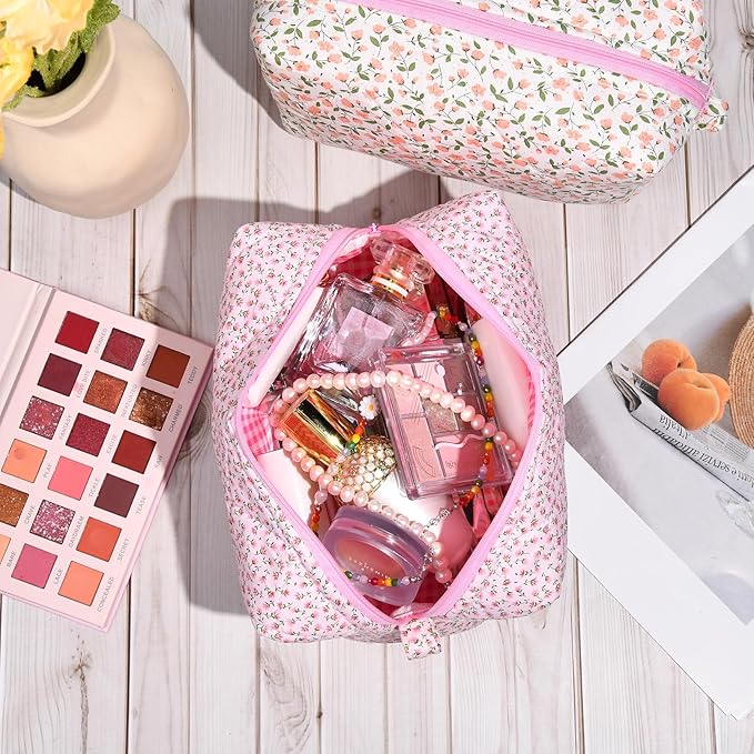 Soidram quilted makeup bag floral