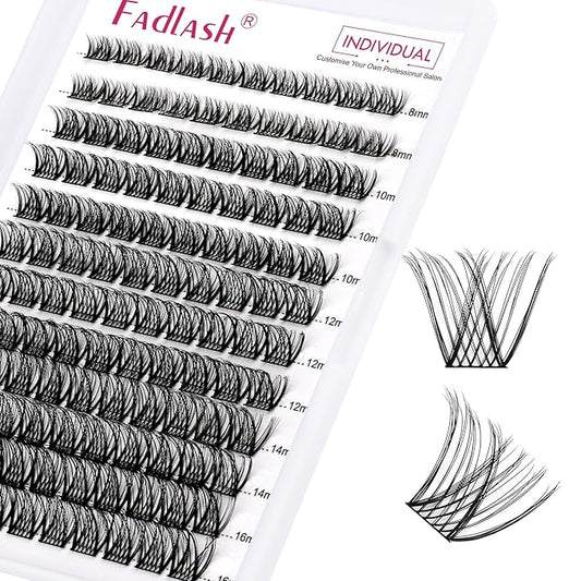 Lash Clusters DIY Eyelash Extensions 120 Clusters Lashes D Curl 0.07 Natural Individual Lash Extensions Mixed Tray False Eyelashes Soft & Strong Thin Band DIY at Home (F30-0.07D, 8-16mm)