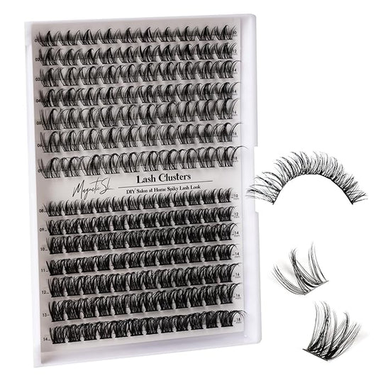 Lash Clusters 154pcs Manga Lash Extension Kit D Curl 10-18mm Cluster Eyelash Extensions Natural Invisible Band Lash Easy to Use at Home-M31+M30（Fairy+volume）
