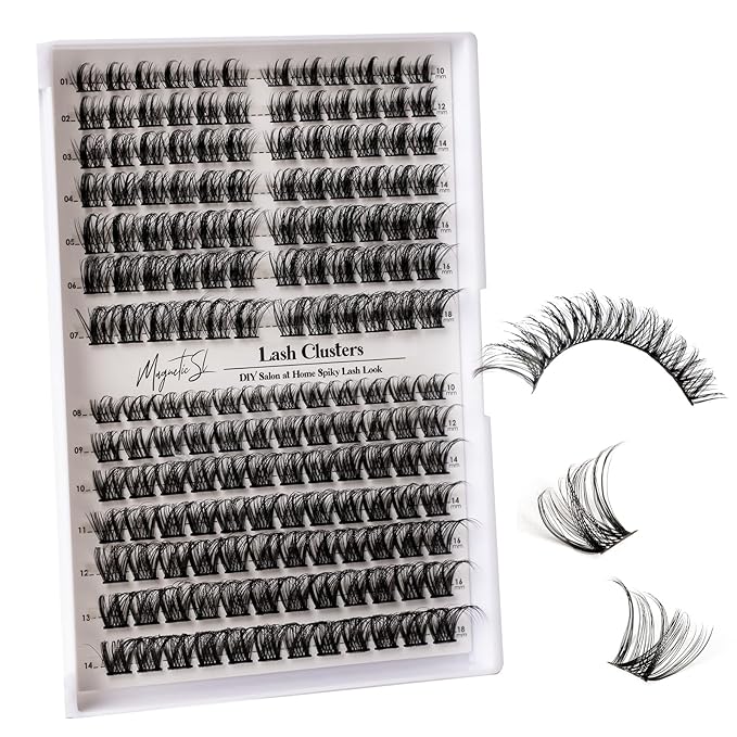 Lash Clusters 168pcs Manga Lash Extension 10-18mm Cluster Eyelash Extensions Natural Band Lash D-Curl Individual Lashes -M37+M38（Fairy+Natural）