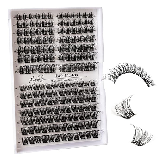 Lash Clusters 168pcs Manga Lash Extension 10-18mm Cluster Eyelash Extensions Natural Band Lash D-Curl Individual Lashes -M37+M38（Fairy+Natural）