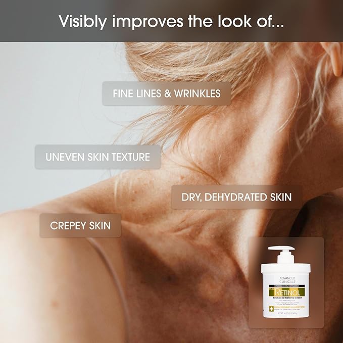 Advanced Clinicals Retinol Body Lotion + Brightening Vitamin C Lotion 2pc Skincare Set For Women & Men | Body Cream & Face Moisturizer Set Helps Improve The Look Of Dark Spots & Uneven Skin Tone, 2PC