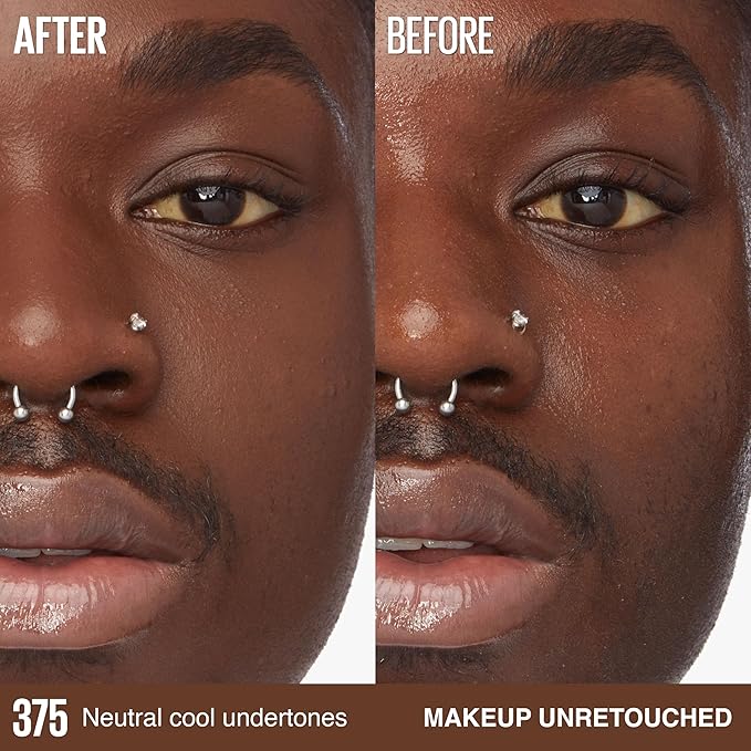 Maybelline Super Stay Lumi-Matte Foundation, Lightweight and Buildable Full Coverage Foundation Makeup For Up To 30HR Wear, 375, 1 Count