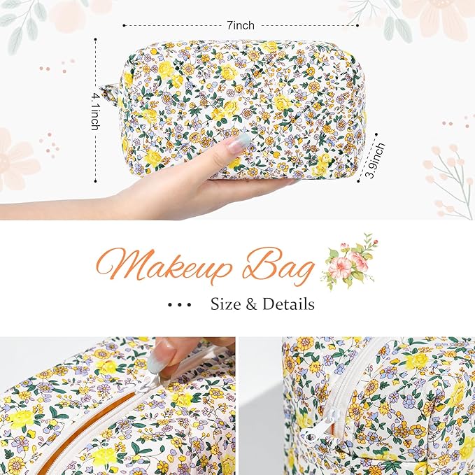 Soidram quilted makeup bag floral