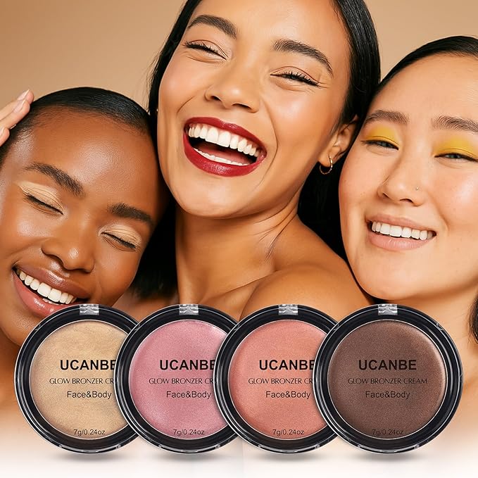 UCANBE Cream Bronzer for Face & Body, Natural Rose Gold Sun-Kissed Glow Blusher, Buildable Luminous for Long Lasting Rosy Flushed, Lightweight Illuminating Contouring Multi-Use Makeup Palette
