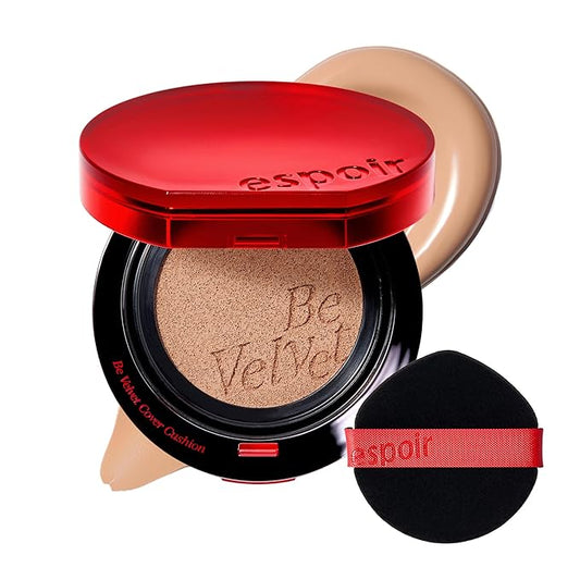 Espoir Be Velvet Cushion Foundation #27 Oat | Quick and Easy Coverage with Long-lasting Color by Zero Oxidation, Velvety Smooth Finish & Lightweight Formula, Vegan, Korean Makeup, 0.46 oz