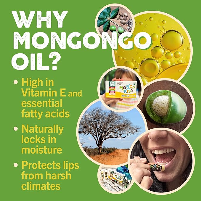 Mongo Kiss USDA Organic Lip Balm Set 8-pack (0.15 oz. each) with Mongongo Oil & Cocoa Butter to Moisturize Chapped Lips | Made in USA by Eco Lips - Yumberry