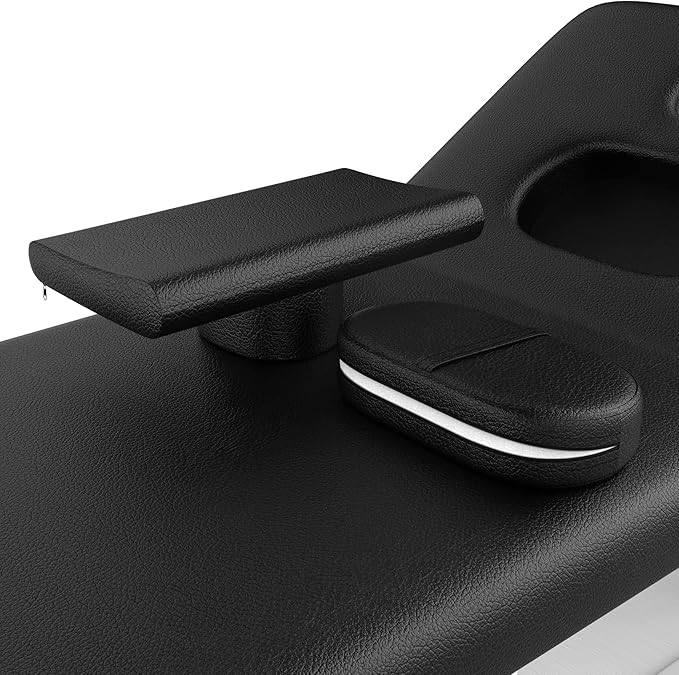 Stationary Massage Table with Backrest and Storage Space, 6 Square Legs Metal Frame PU Leather, 31.5'' Wide × 75'' Long for Treatment Table Physical Therapy Table Spa Facial Bed, Black