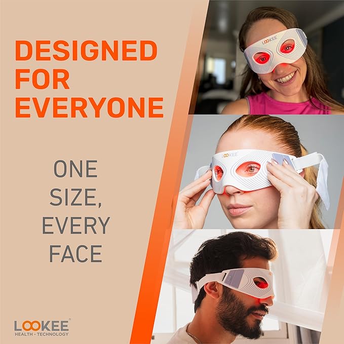 LOOKEE Under Eye Red Light Therapy Glasses - Premium 80 LEDs – Reduce Wrinkles, Dark Circles & Eye Bags, Boost Collagen & Anti-Aging in Just 3 Minutes a Day