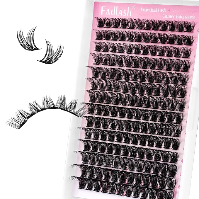 FADLASH Lash Clusters Natural Eyelash Clusters 10-16mm DIY D Curl Cluster Eyelash Extensions Waterproof Individual Lashes with Soft Thin Band for Self Use (YS01, 10-16mm)