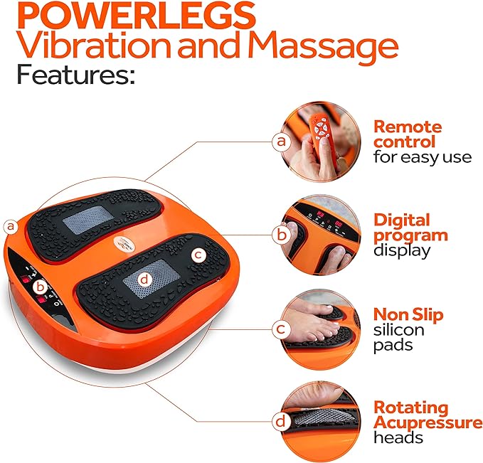 Power Legs Electric Foot Massager Machine with Remote Control, Adjustable Speed, Vibration - Calf Massager - Feet Massager for Neuropathy Pain Relief, Plantar Fasciitis, Leg Blood Circulation (Orange)