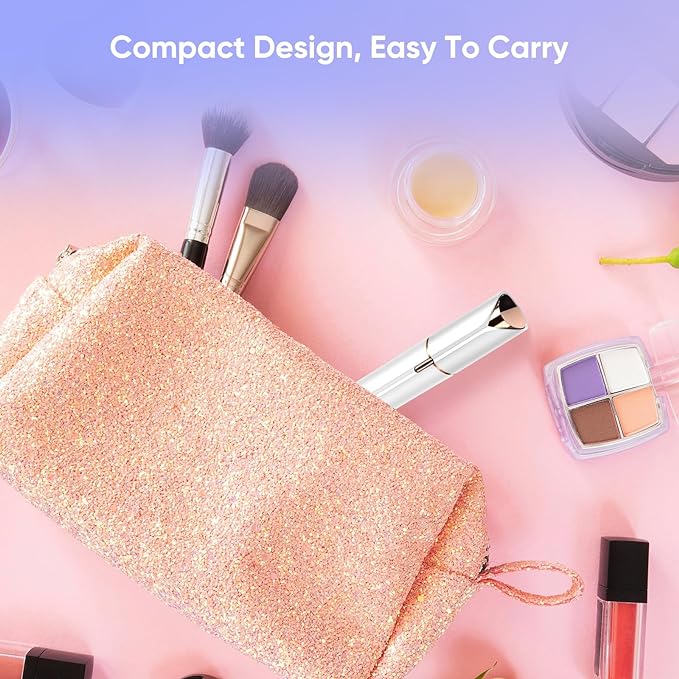 Facial Hair Remover for Women- as Seen on TV Painless Face Shaver -Mini Hair Remover, Electric Razor Shaver Portable Bikini Epilator for Lips, Chin, Armpit, Peach Fuzz, Fingers, Neck, Cheek (White