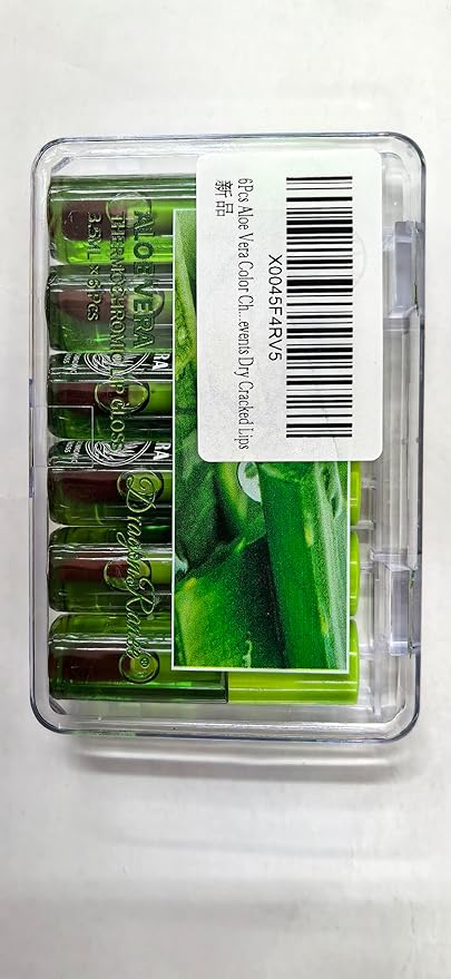 6Pcs Aloe Vera Color Changing Lip Gloss, Hydrating Lip Glow Oil High-Shine Clear Temperature Color Change Lipstick, Glossy Lip Tint Stain for Women Lip Care Prevents Dry Cracked Lips