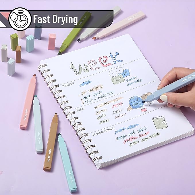 Mr. Pen- Aesthetic Highlighters, 8 Pack, Chisel Tip, Natural Earth, Cute Highlighters Assorted Colors