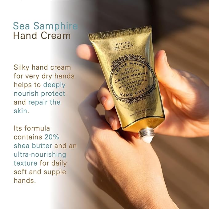 Panier des Sens Sea Samphire Hand Cream - Nourishing Shea Butter Hand Cream for Dry Cracked Hands 97% Natural Ingredients - Dermatologically Tested Hand Lotion for Woman Made in France, 2.5 fl oz