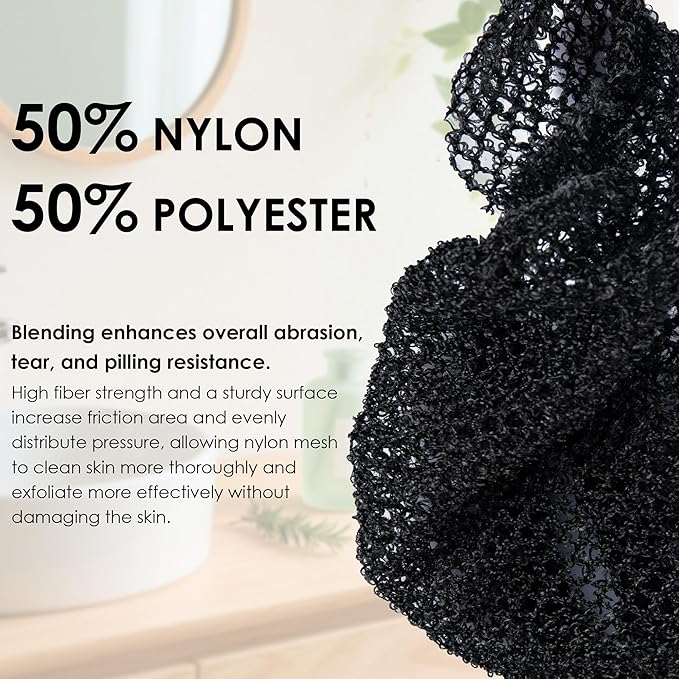 INNERNEED Food-Grade Silicone Body Scrubber Gentle Cleansing Brush with Exfoliating Net Sponge Bath Scrubbing Washcloth Case, More Hygienic and Well Lather (Black Set)