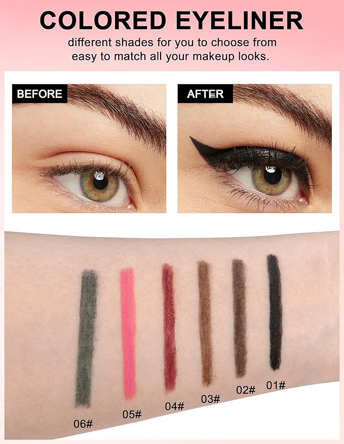 2PCS Dark Brown Gel Eyeliner Pencil, Waterproof & Smudge Proof Eyeliner, Colorful Eyeliner Gel Pen, Soft and Smooth Texture, Hypoallergenic Eye Liner Pen Makeup for Women