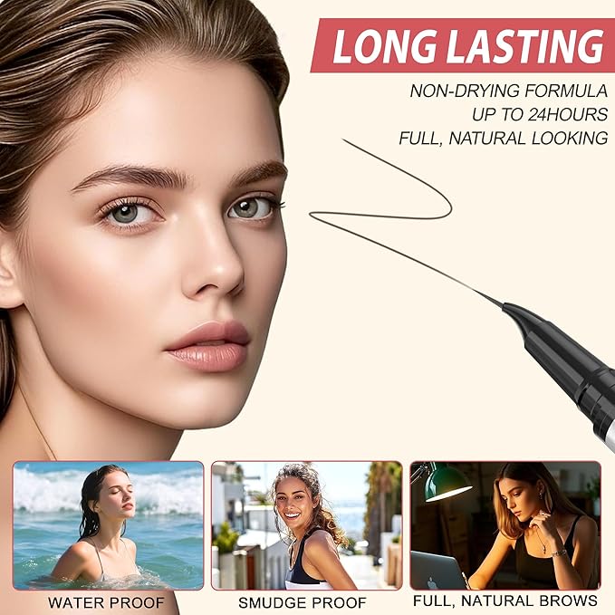 LAVONE Hair-Like Eyebrow Pen Makeup kit, Eyebrow Pencils for Women with Waterproof Microblading Eyebrow Pencil, Eyebrow Pomade, Eyeliner and Eyebrow Brush, Create Full, Natural Brows, Black Brown