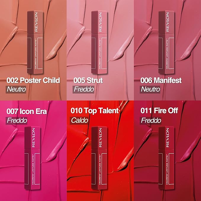 Revlon ColorStay Limitless Matte Liquid Lipstick, Vegan Formula, No-Budge, Longwear Lip Color, Long Lasting, Lightweight/Comfortable, Waterproof, 011 Fire Off, 0.17 fl oz
